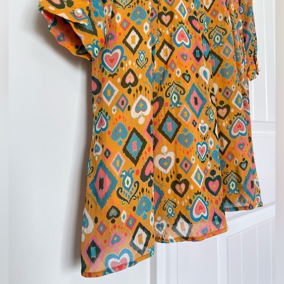 Emily Lovelock • Shirt Dress • 70s Retro Ikat • Maximalist Art Funky Preppy Fun - Picture 10 of 15